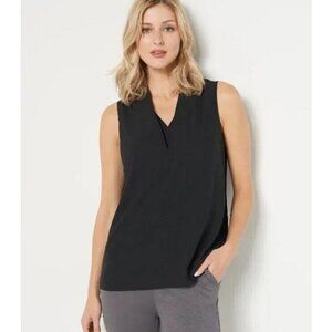 Studio Park x Jayne Brown Double V-Neck Sleeveless Woven Top Black Size 2X